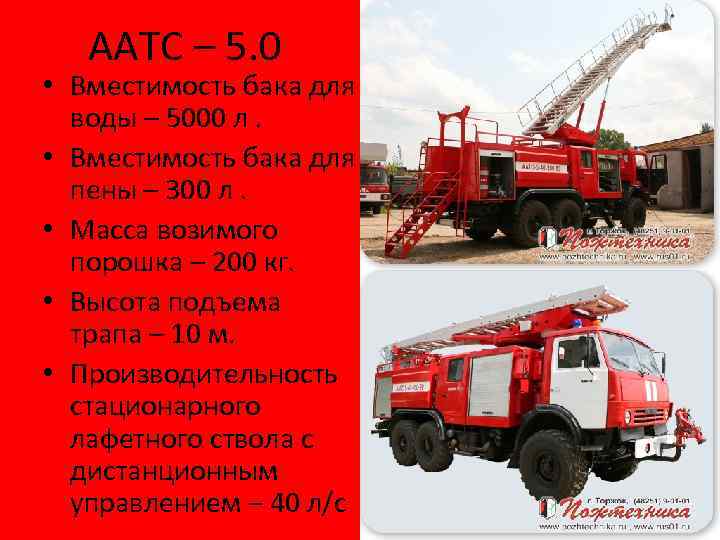 ААТС – 5. 0 • Вместимость бака для воды – 5000 л. • Вместимость