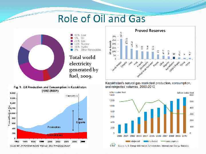 Role of Oil and Gas Total world electricity generated by fuel, 2009. 