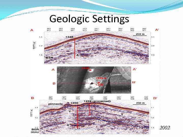 Geologic Settings Seafloor BSR Images: Trehu et al. , 2002 