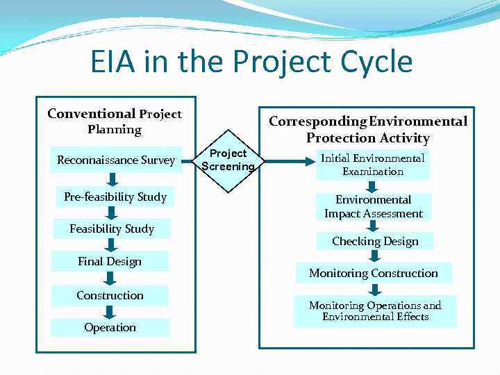 EIA in the Project Cycle Conventional Project Corresponding Environmental Protection Activity Planning Reconnaissance Survey