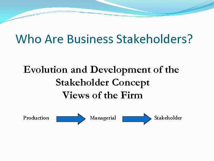 Who Are Business Stakeholders? Evolution and Development of the Stakeholder Concept Views of the