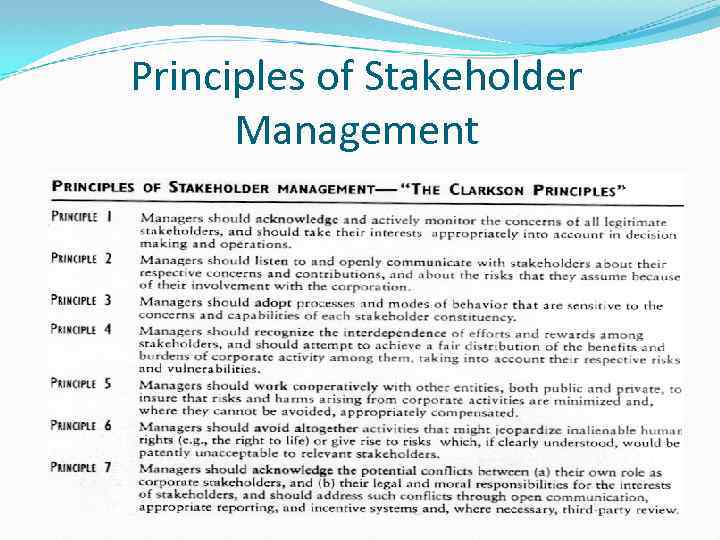 Principles of Stakeholder Management 