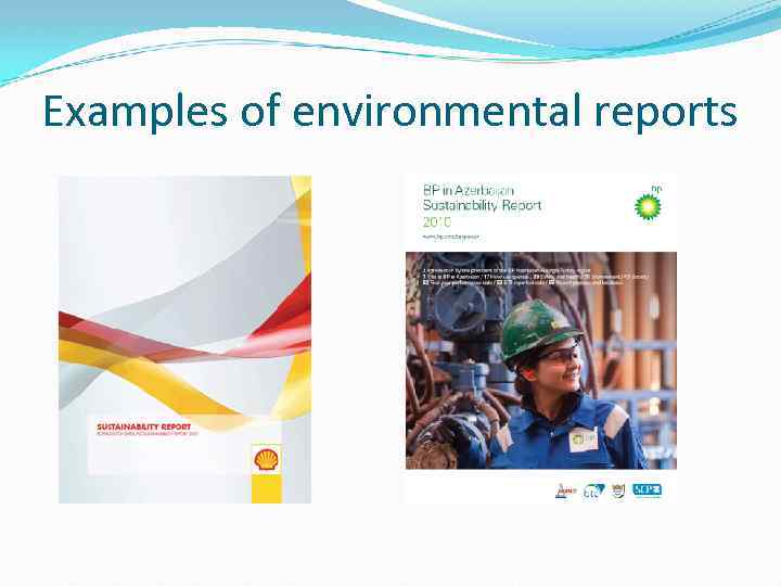 Examples of environmental reports 