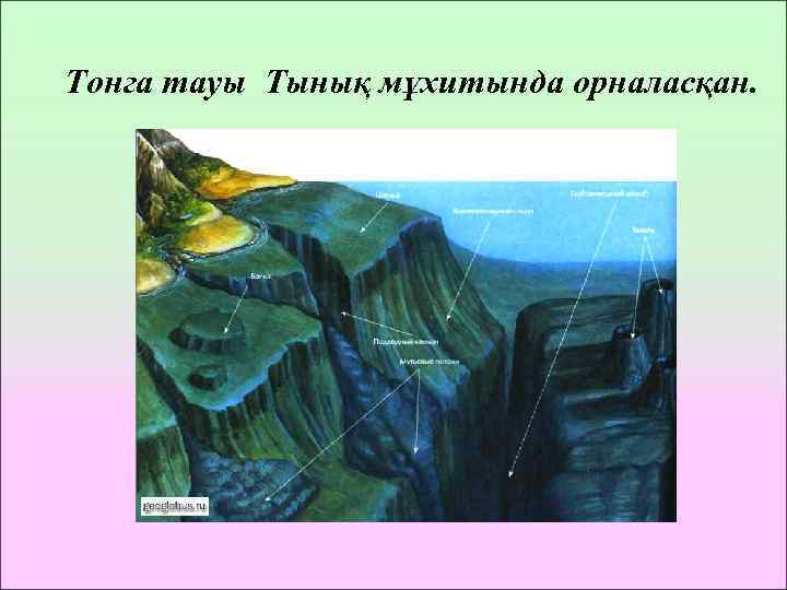 Тонга тауы Тынық мұхитында орналасқан. 