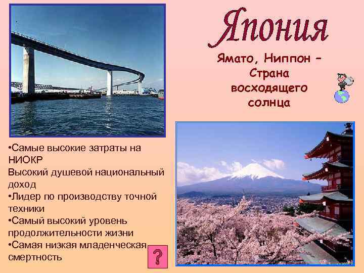Ямато, Ниппон – Страна восходящего солнца • Самые высокие затраты на НИОКР Высокий душевой