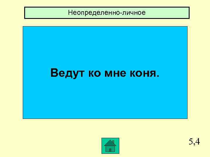 Неопределенно-личное Ведут ко мне коня. 5, 4 
