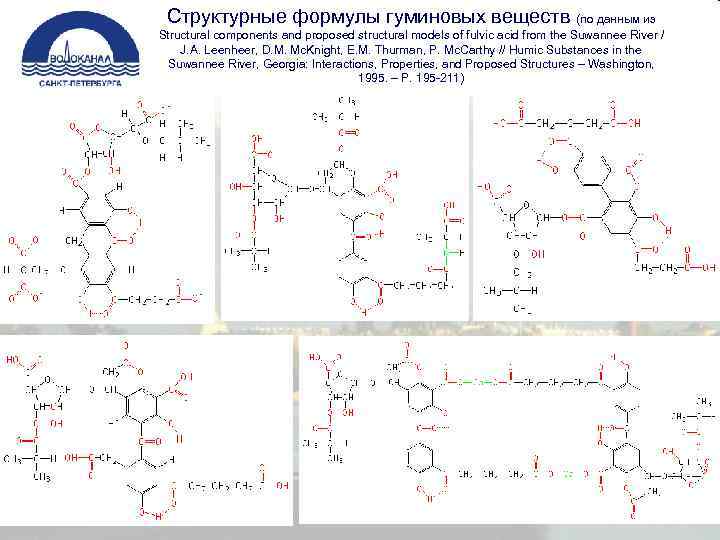 Структурные формулы гуминовых веществ (по данным из Structural components and proposed structural models of