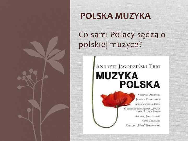 POLSKA MUZYKA Co sami Polacy sądzą o polskiej muzyce? 