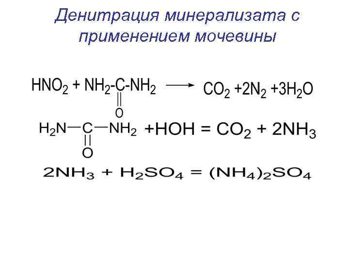 Денитрация минерализата с применением мочевины 