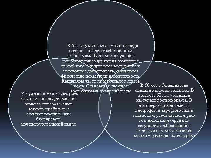  В 60 лет уже не все пожилые люди хорошо владеют собственным организмом. Часто