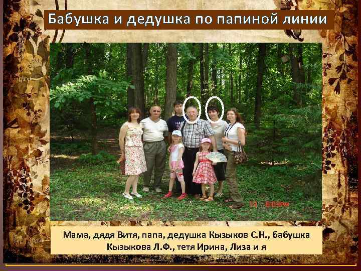 Бабушка и дедушка по папиной линии Мама, дядя Витя, папа, дедушка Кызыков С. Н.