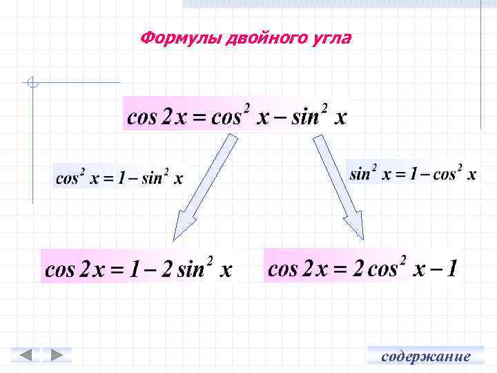Формулы двойного угла содержание 