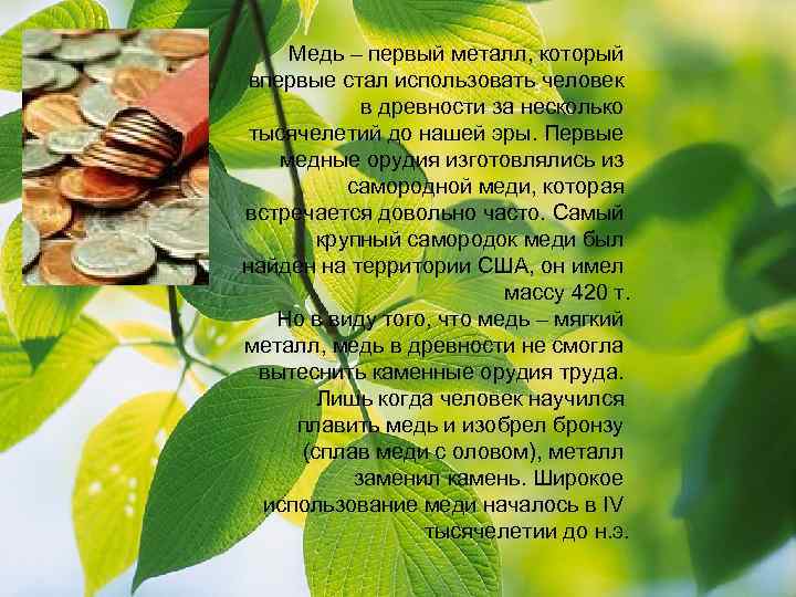 Медь – первый металл, который впервые стал использовать человек в древности за несколько тысячелетий