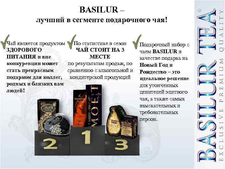 BASILUR – лучший в сегменте подарочного чая! Чай является продуктом По статистике в сезон