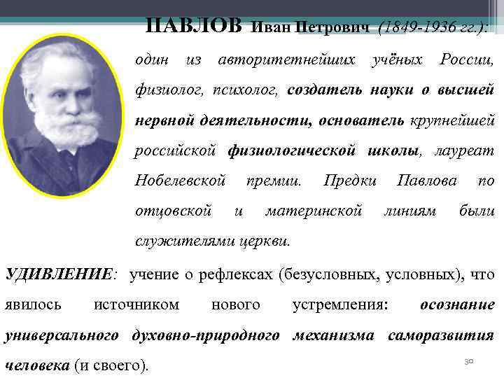 Философия Павлова Ивана Петровича. Основоположники ВНД.