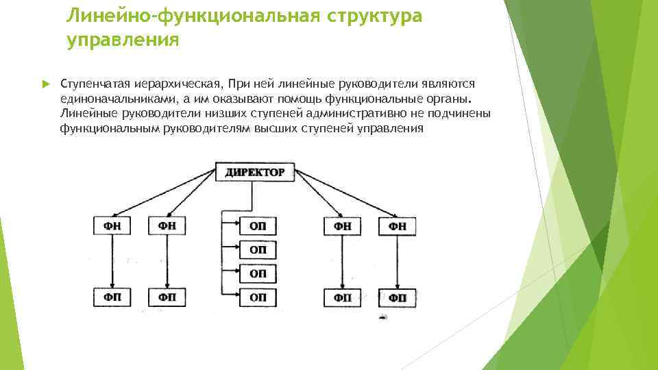 Вертикальные функциональные связи. Линейно-функциональная структура – ступенчатая иерархическая. Многоступенчатая структура управления.