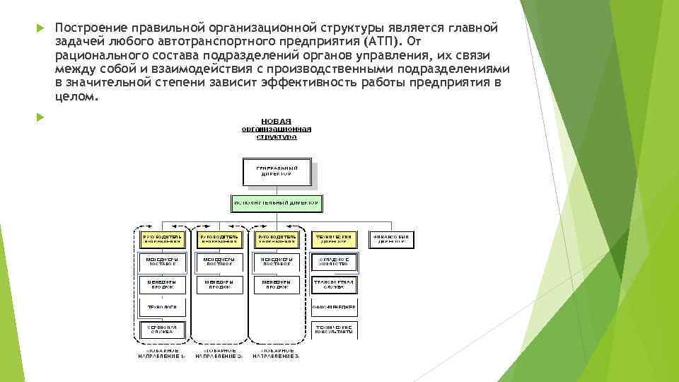  Построение правильной организационной структуры является главной задачей любого автотранспортного предприятия (АТП). От рационального