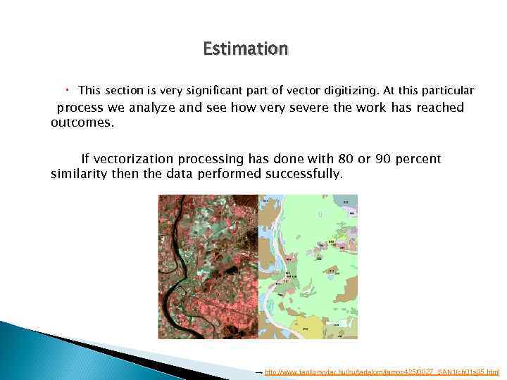 Estimation This section is very significant part of vector digitizing. At this particular process