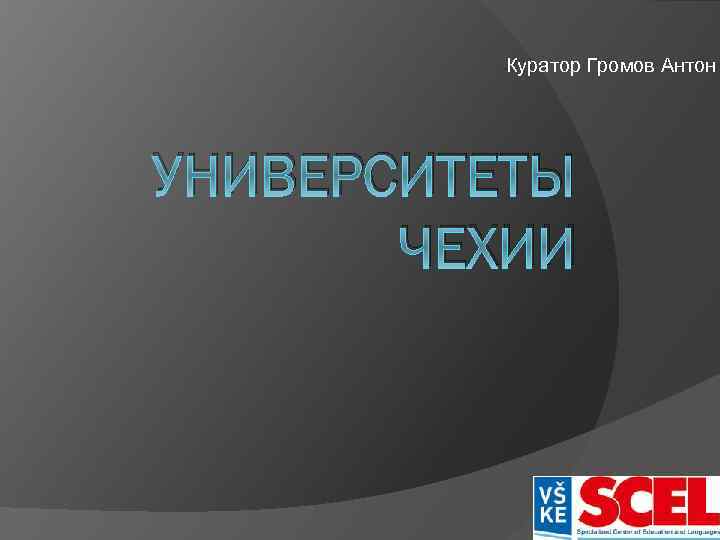  Куратор Громов Антон УНИВЕРСИТЕТЫ ЧЕХИИ 