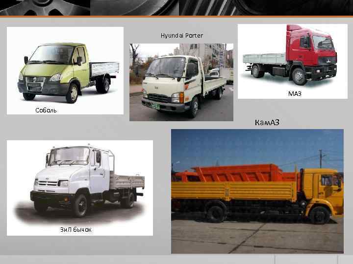 Hyundai Porter МАЗ Соболь Кам. АЗ Зи. Л бычок 