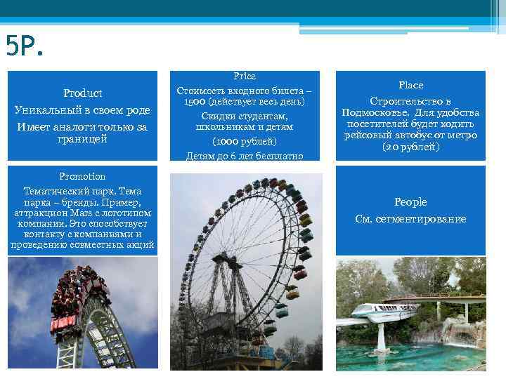 5 P. Price Product Уникальный в своем роде Имеет аналоги только за границей Стоимость
