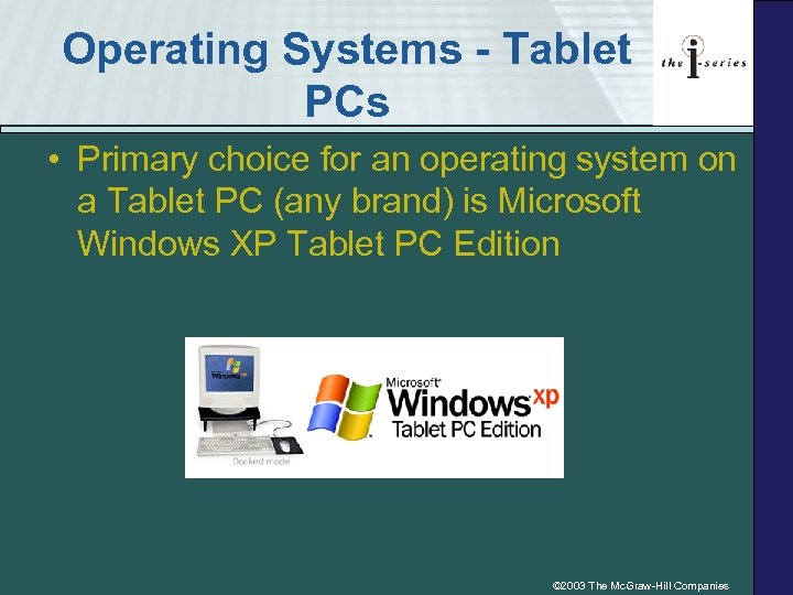Operating Systems - Tablet PCs • Primary choice for an operating system on a