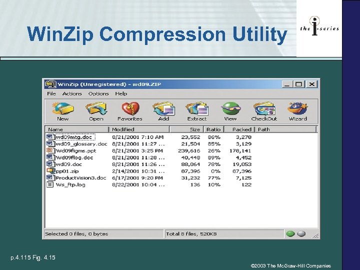 Win. Zip Compression Utility p. 4. 115 Fig. 4. 15 © 2003 The Mc.