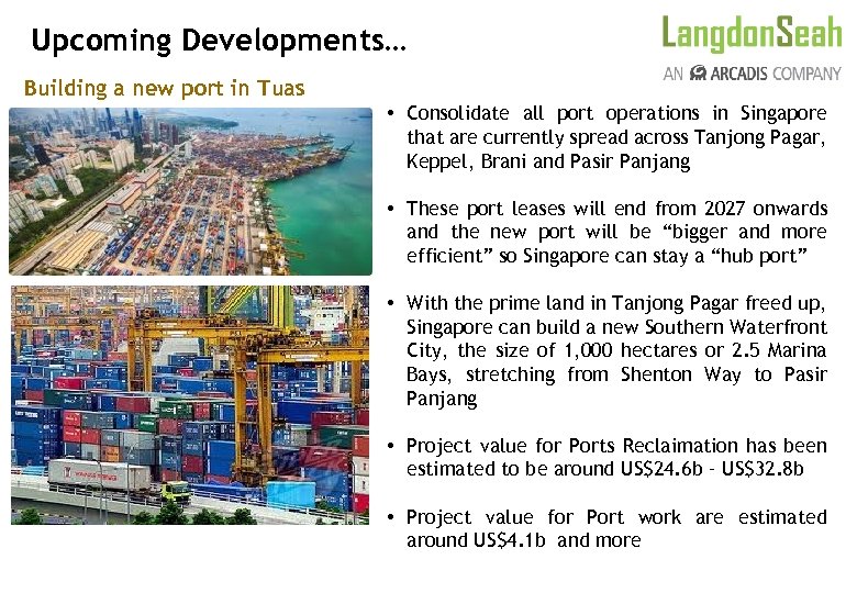 Upcoming Developments… Building a new port in Tuas • Consolidate all port operations in