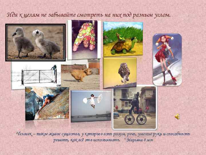 Идя к целям не забывайте смотреть на них под разным углом. Человек – такое