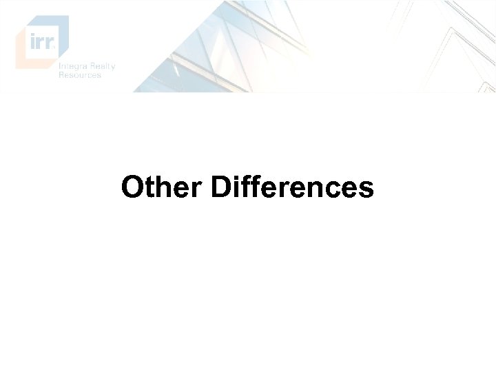 Other Differences 