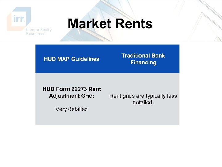 Market Rents HUD MAP Guidelines HUD Form 92273 Rent Adjustment Grid: Very detailed Traditional
