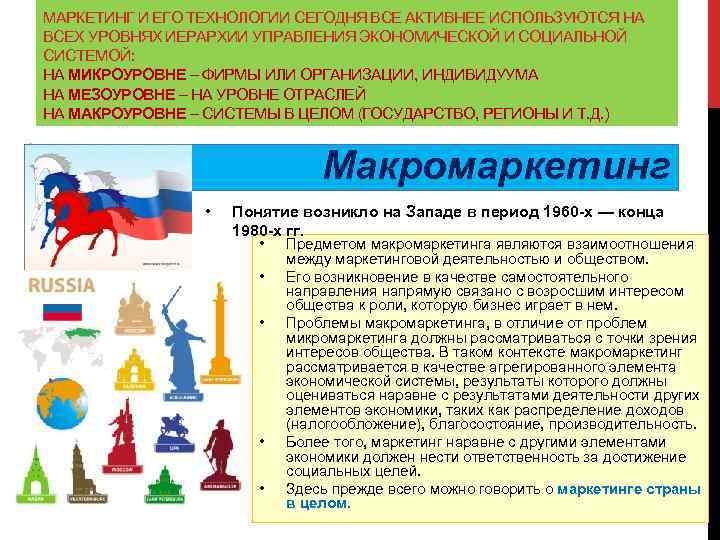 МАРКЕТИНГ И ЕГО ТЕХНОЛОГИИ СЕГОДНЯ ВСЕ АКТИВНЕЕ ИСПОЛЬЗУЮТСЯ НА ВСЕХ УРОВНЯХ ИЕРАРХИИ УПРАВЛЕНИЯ ЭКОНОМИЧЕСКОЙ