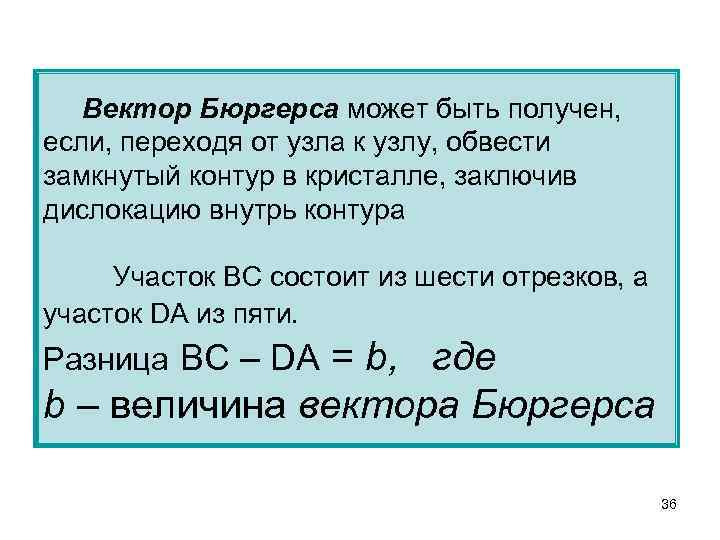 Вектор Бюргерса может быть получен, если, переходя от узла к узлу, обвести замкнутый контур