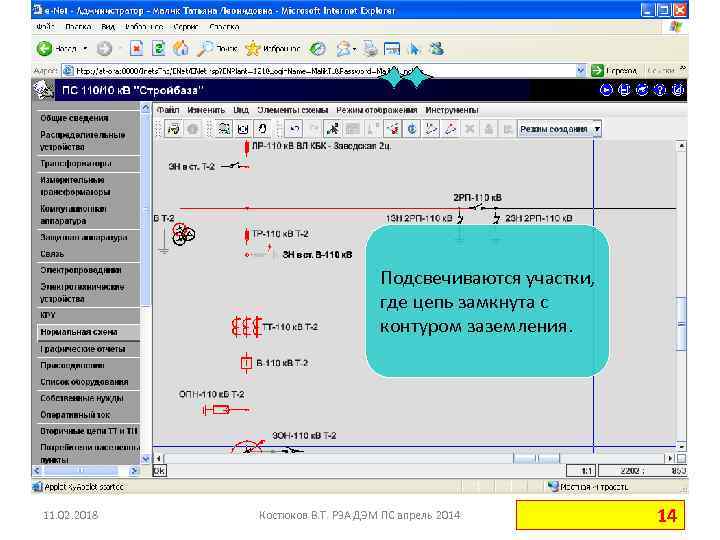 Подсвечиваются участки, где цепь замкнута с контуром заземления. 11. 02. 2018 Костюков В. Т.