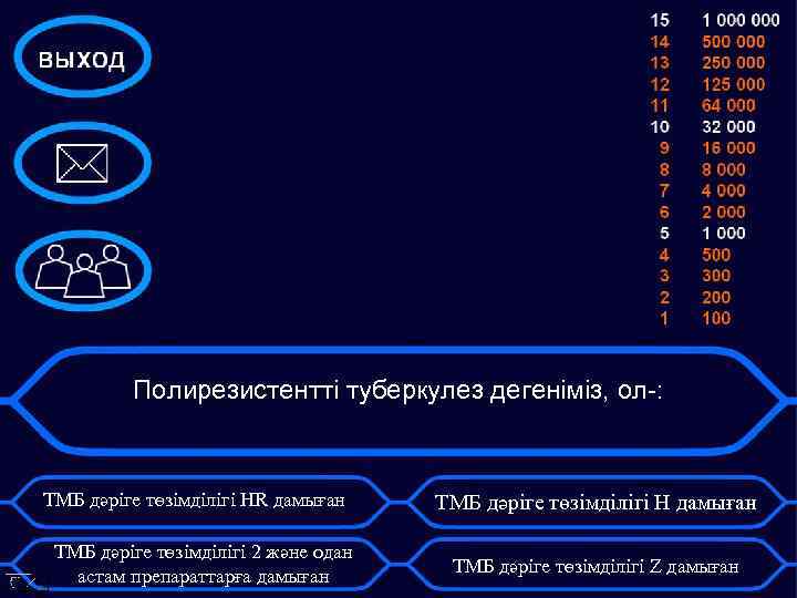 Полирезистентті туберкулез дегеніміз, ол-: ТМБ дәріге төзімділігі HR дамыған ТМБ дәріге төзімділігі 2 және