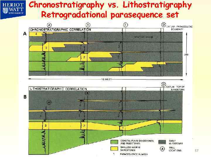 Chronostratigraphy vs. Lithostratigraphy Retrogradational parasequence set 57 