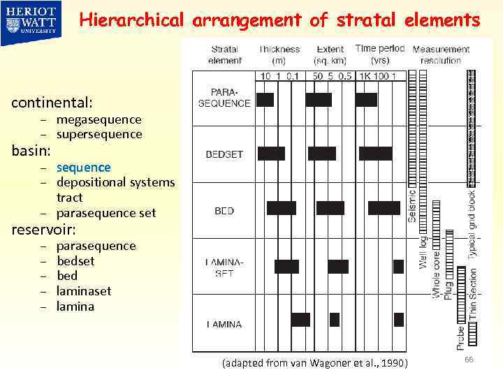 Hierarchical arrangement of stratal elements continental: – – megasequence supersequence – – – sequence