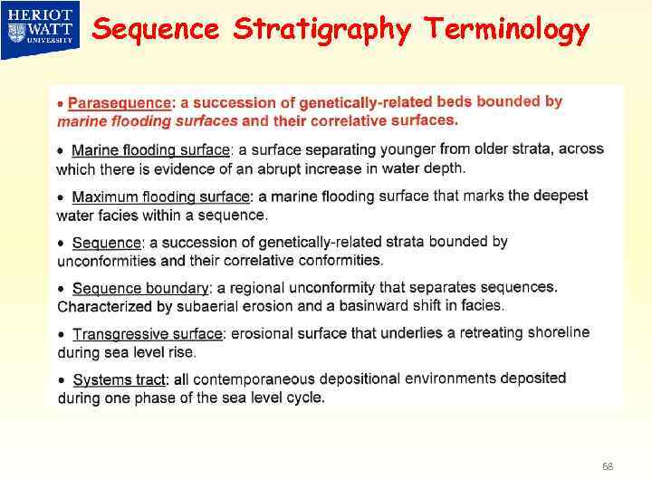 Sequence Stratigraphy Terminology 68 