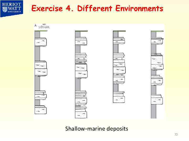 Exercise 4. Different Environments Shallow-marine deposits 72 