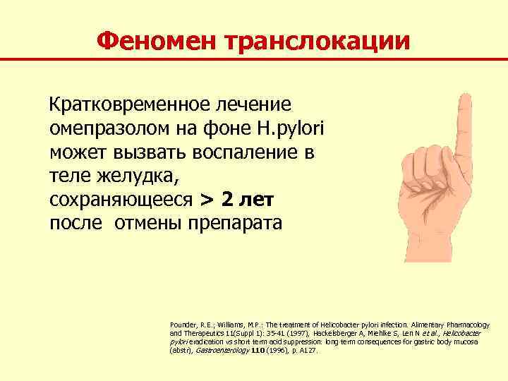 Феномен транслокации Кратковременное лечение омепразолом на фоне H. pylori может вызвать воспаление в теле