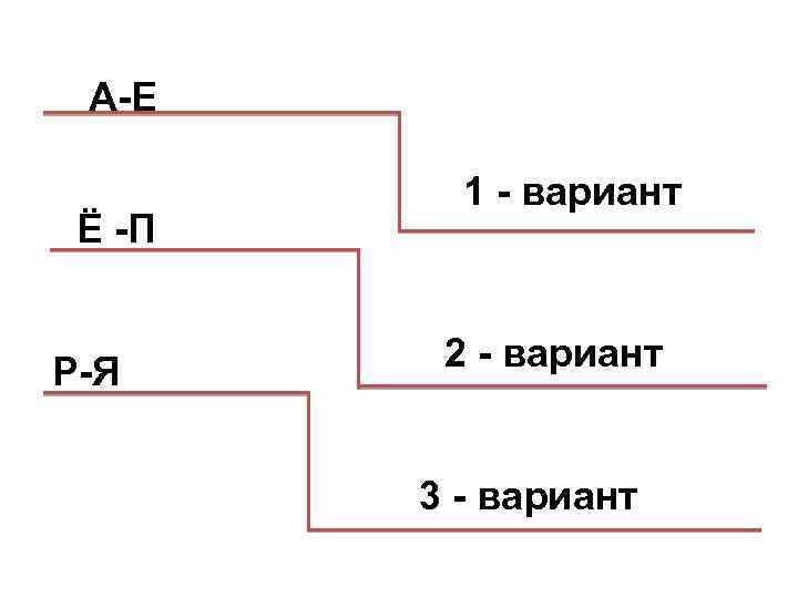 А-Е Ё -П Р-Я 1 - вариант 2 - вариант 3 - вариант 