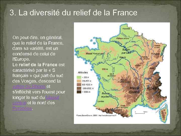 3. La diversité du relief de la France On peut dire, en général, que