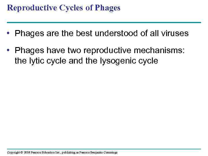 Reproductive Cycles of Phages • Phages are the best understood of all viruses •