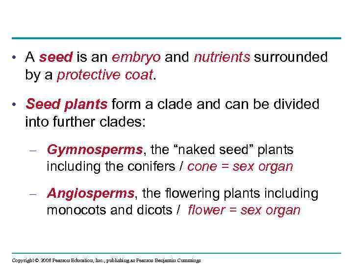  • A seed is an embryo and nutrients surrounded by a protective coat.