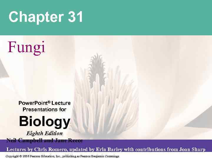 Chapter 31 Fungi Power. Point® Lecture Presentations for Biology Eighth Edition Neil Campbell and