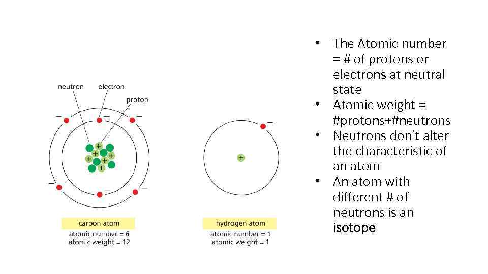  • The Atomic number = # of protons or electrons at neutral state