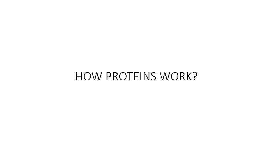 HOW PROTEINS WORK? 