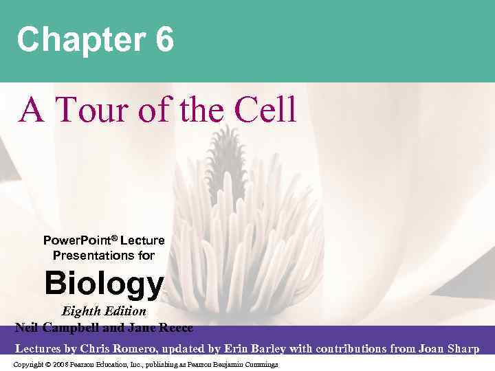 Chapter 6 A Tour of the Cell Power. Point® Lecture Presentations for Biology Eighth