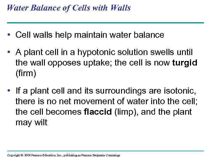 Water Balance of Cells with Walls • Cell walls help maintain water balance •