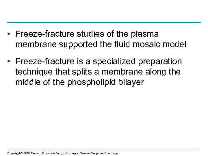  • Freeze-fracture studies of the plasma membrane supported the fluid mosaic model •